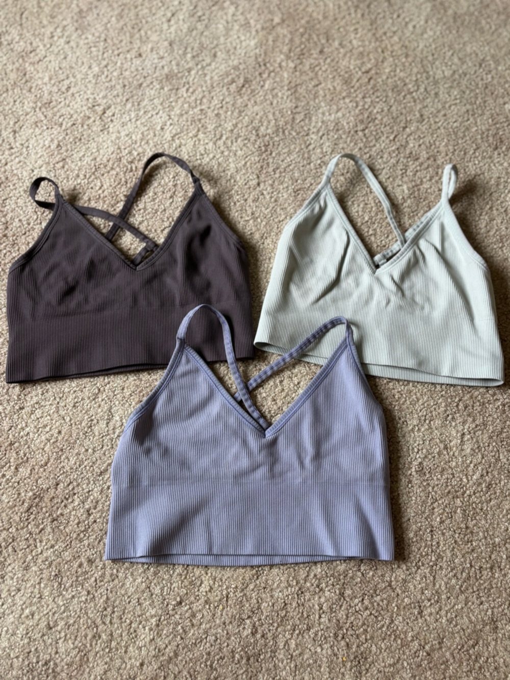 Ribbed V-Neck Sports Bra Trio